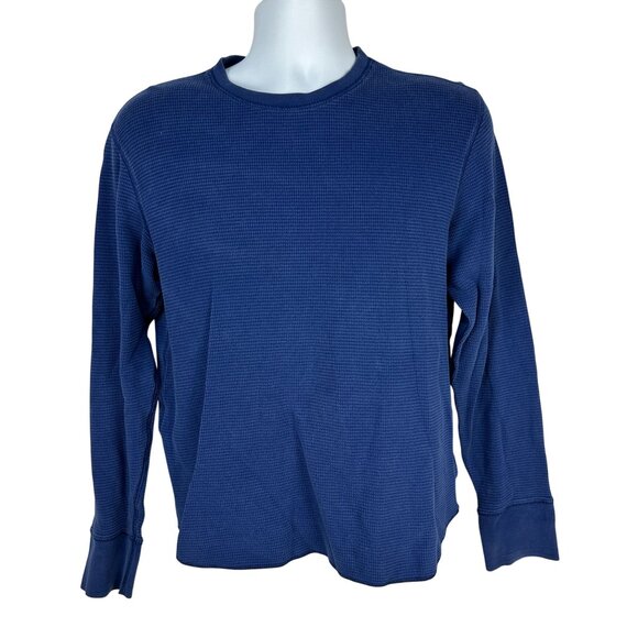 Gap Mens Blue Waffle Knit Long Sleeve Athletic Fit Shirt Size Medium Cotton - Picture 1 of 6